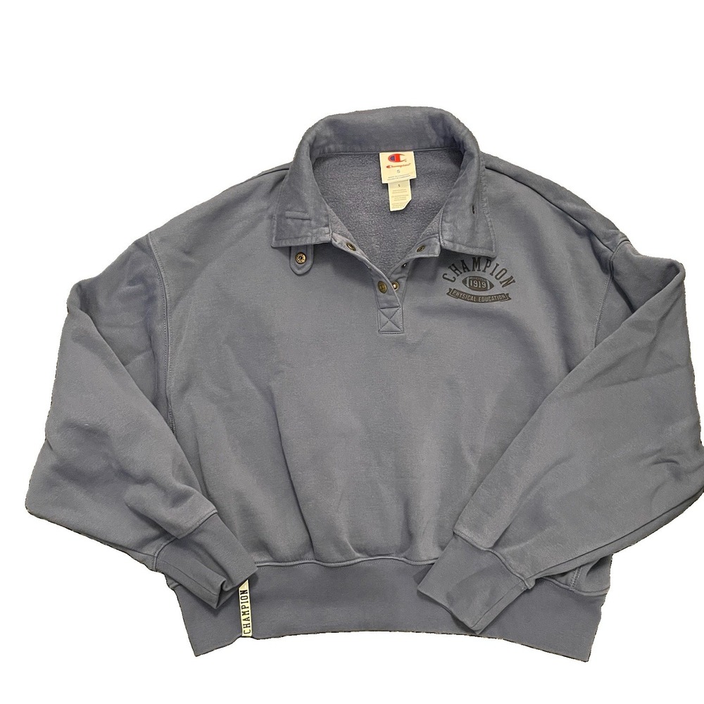 Champion Cropped Polo Sweatshirt Physical Education Polo Women's Small